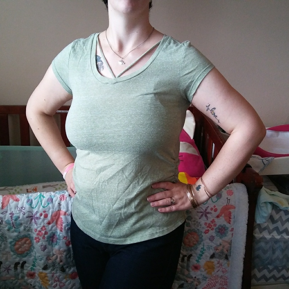 Pair of strappy maternity shirts